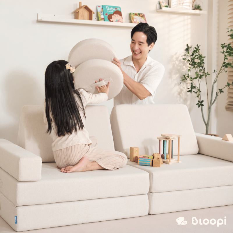 โซฟา 2 ที่นั่งปรับเปลี่ยนรูปแบบได้สำหรับเด็ก BLOOPI รุ่น BLOOPI COZY DUO สีครีม_4